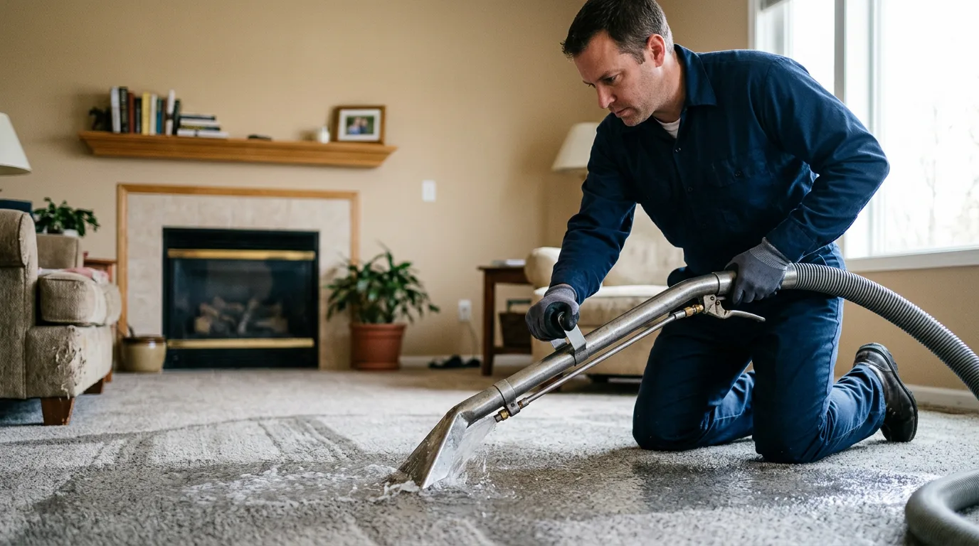 Water damage restoration technician working near Nebo, NC